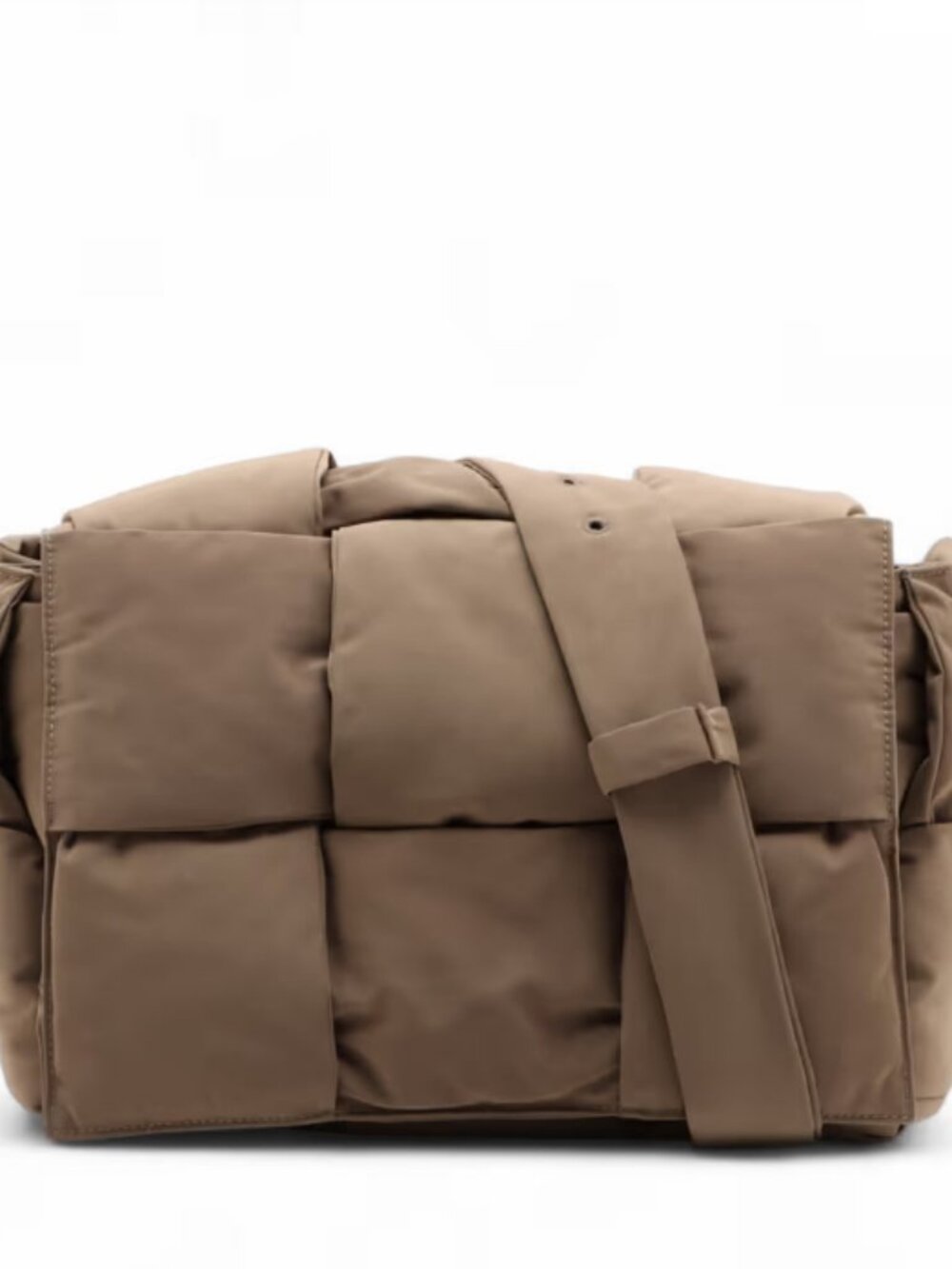Bottega Veneta Maxi Intrecciato Padded Cassette Nylon Shoulder Bag Khaki